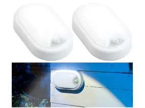 2 Lampes LED ovales avec détecteur | Encastrable et mural 