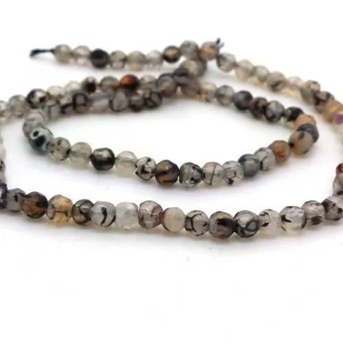 90 perles d'agate gris smoke, facettes 4mm, pour bracelet wrap (pg187)
