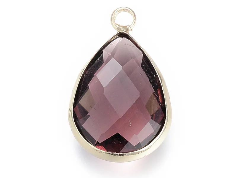 Acheter Pendentif goutte en verre à facettes - cristal violet En ligne