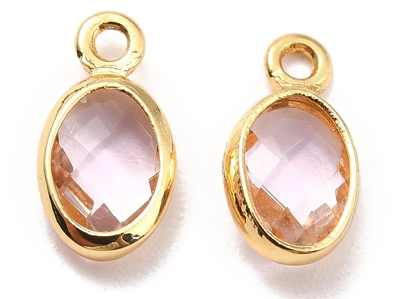 Apportez du rose avec ce pendentif ovale en verre à facettes !