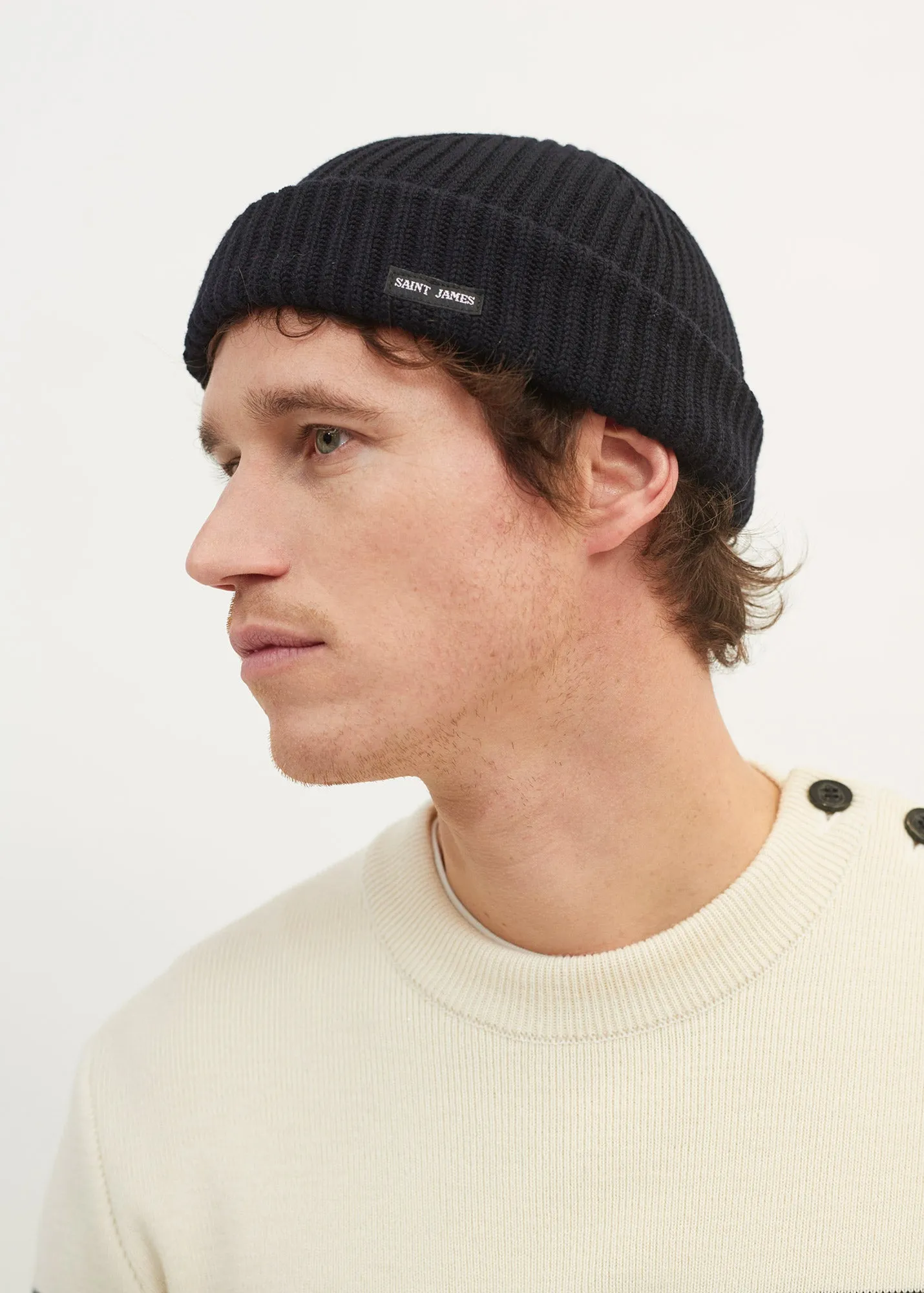 Bonnet marin Miki à revers - en maille de laine (NAVY)