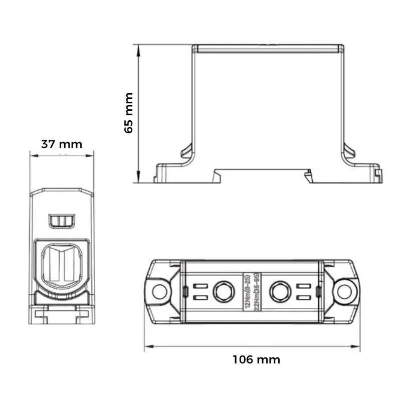 Borne de connexion cuivre alu grise 35 à 240mm²