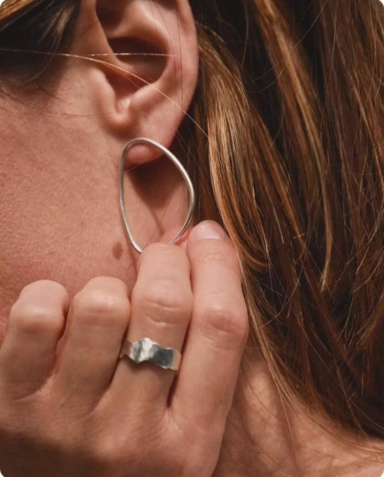 Boucles d'oreilles argent massif ovales - Esa
