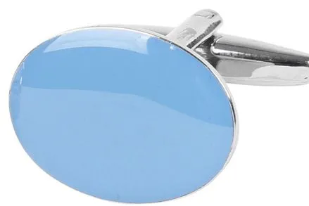 Boutons de Manchette Ovale Bleu Clair NR100 Suitable Manchet