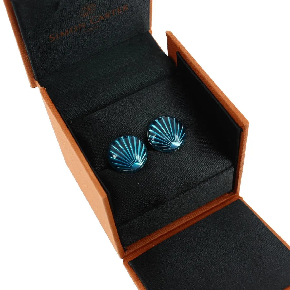 Boutons de manchette, Simon Carter, coquillage Bleu