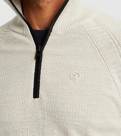 Cast Iron Pull Knitted Half Zip Ecru CKW2409324-7014 command