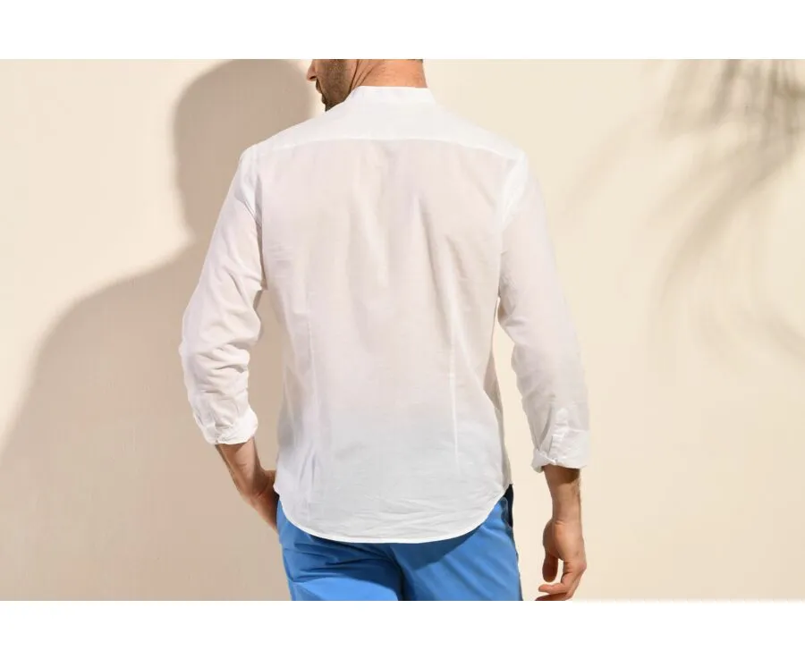 Chemise coton lin blanche unie Elibert
