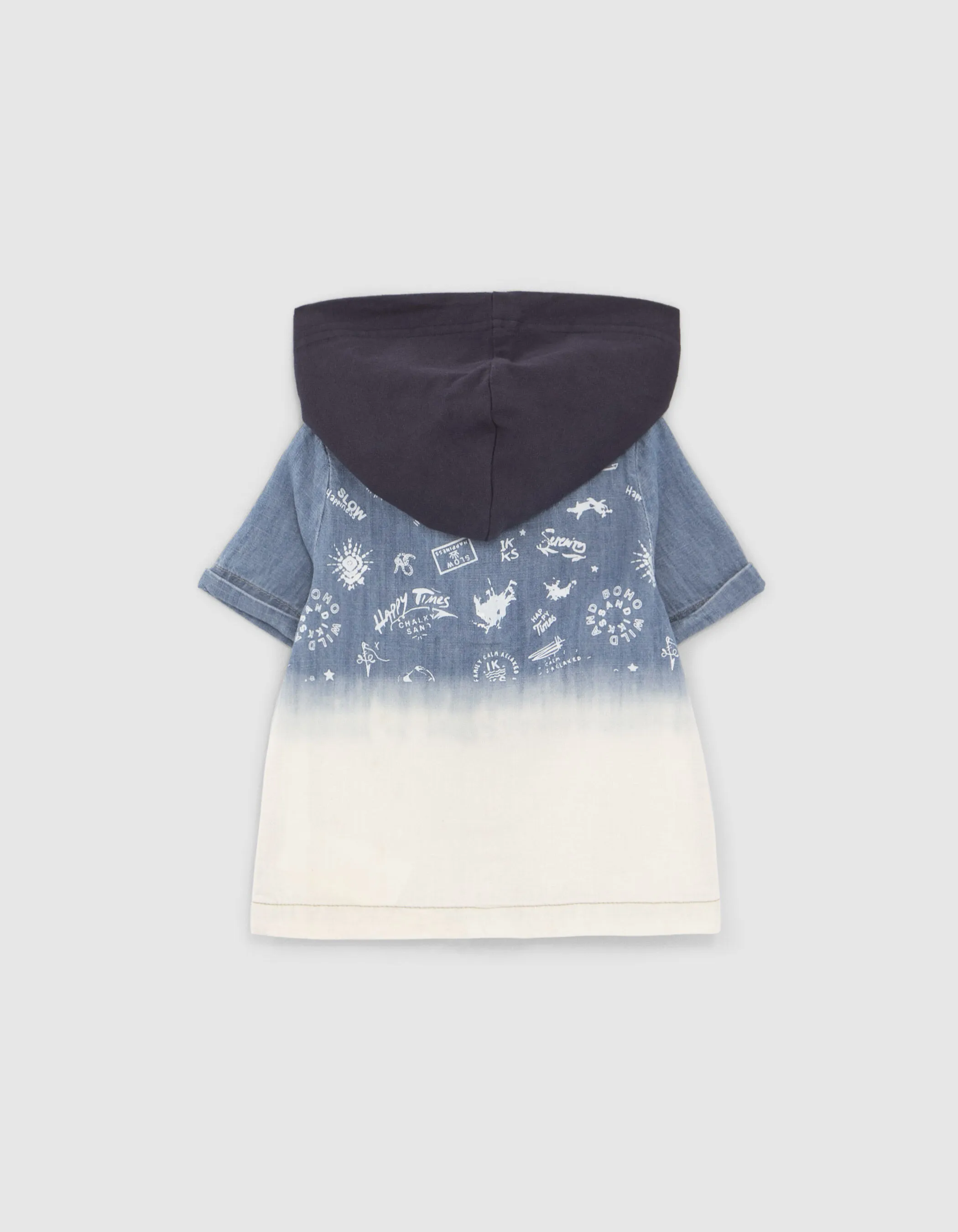 Chemise en jean bleu à capuche amovible bébé garçon