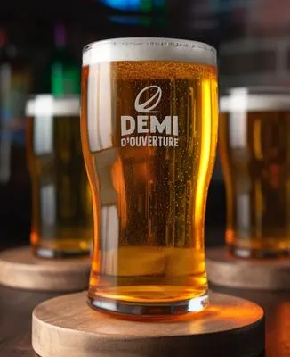 Chope de bière Demi d'ouverture (gravé)