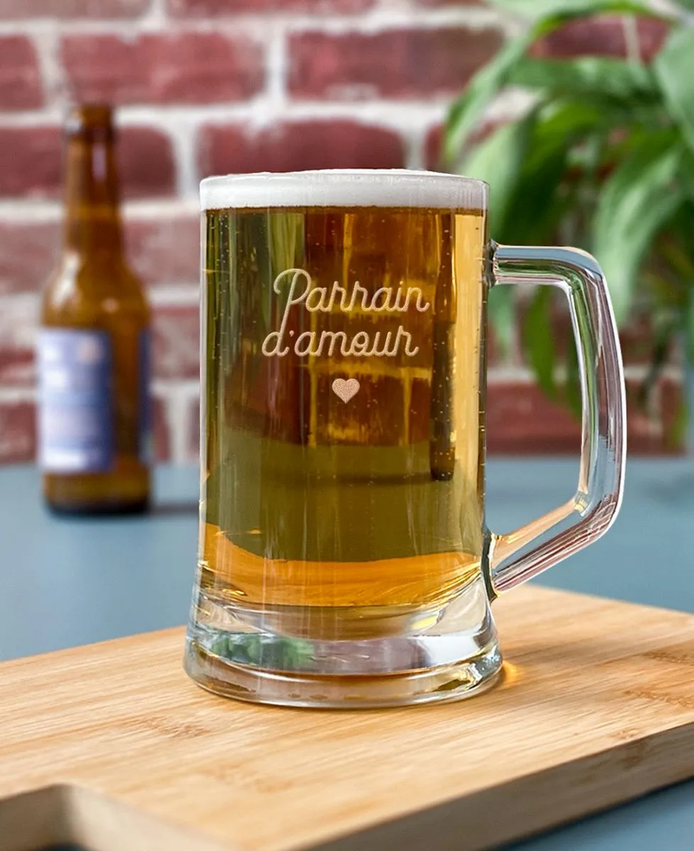 Chope de bière Parrain d'amour