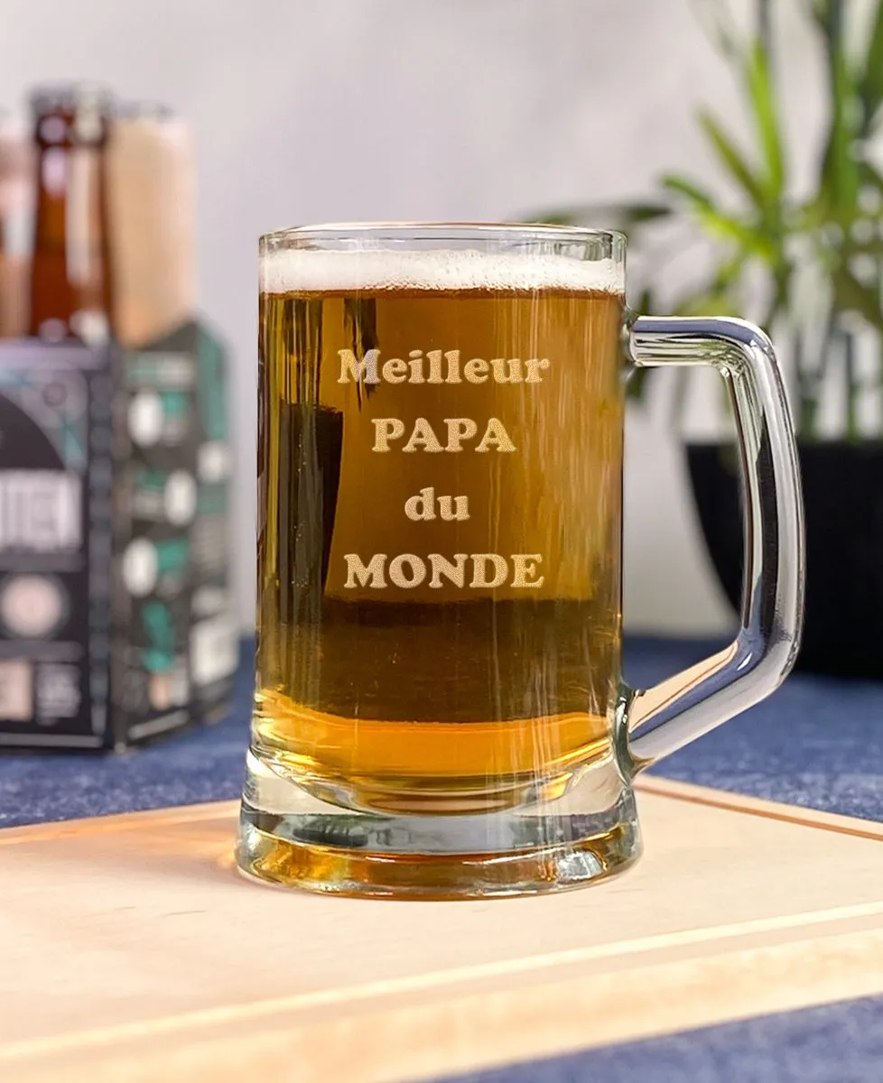Chope de bière Texte gravé personnalisé