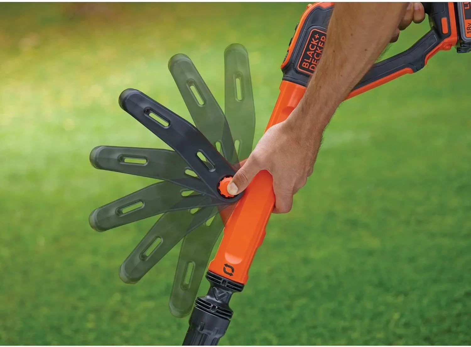 Coupe-bordures sans fil - 28 cm - 18 V - 1 batterie 2Ah - Vitesse variable Eco-Turbo - Tête 180° et roue dresse-bordures BLACK+D