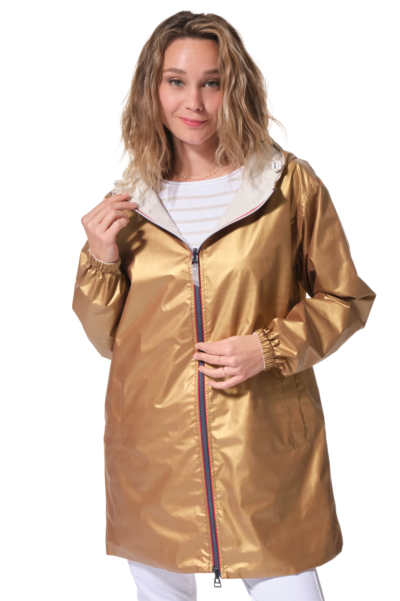 Coupe-vent réversible femme 3/4 zippé à capuche avec coutures étanches PALISSE