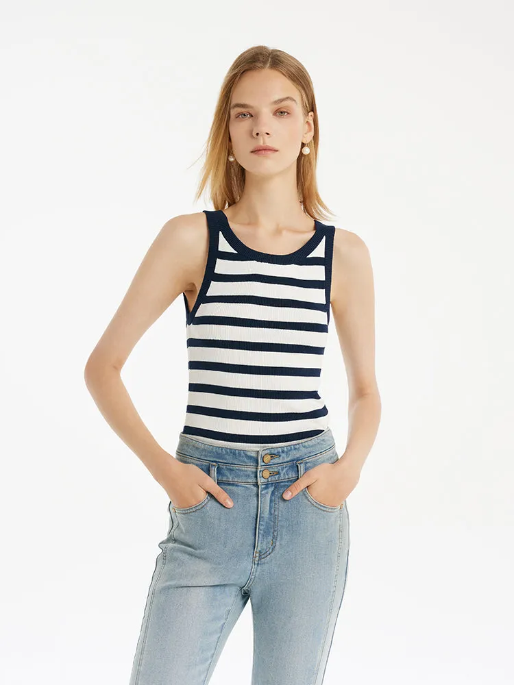 Débardeur tricoté rayé pour femme