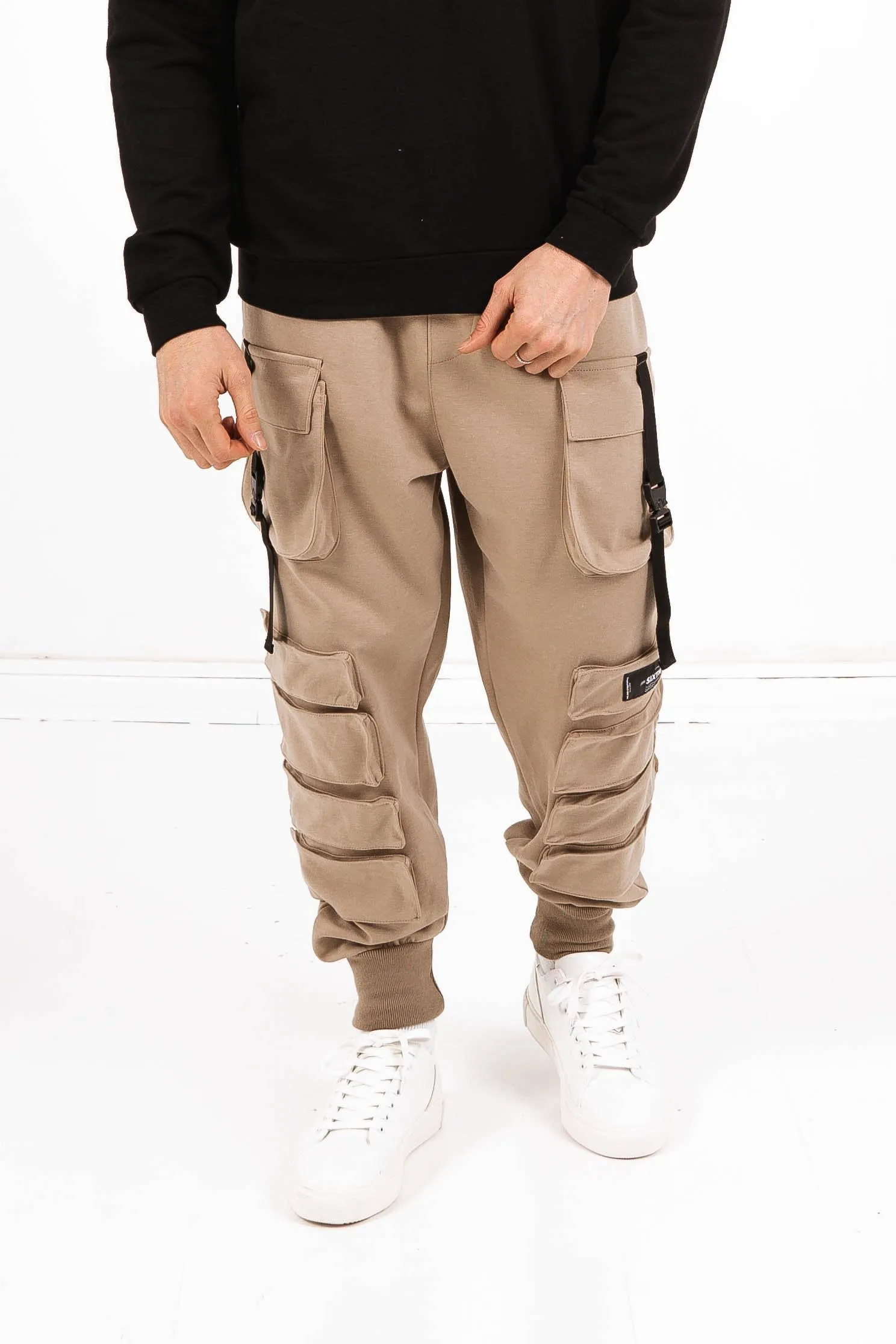 Jogging large cargo sangles Beige
