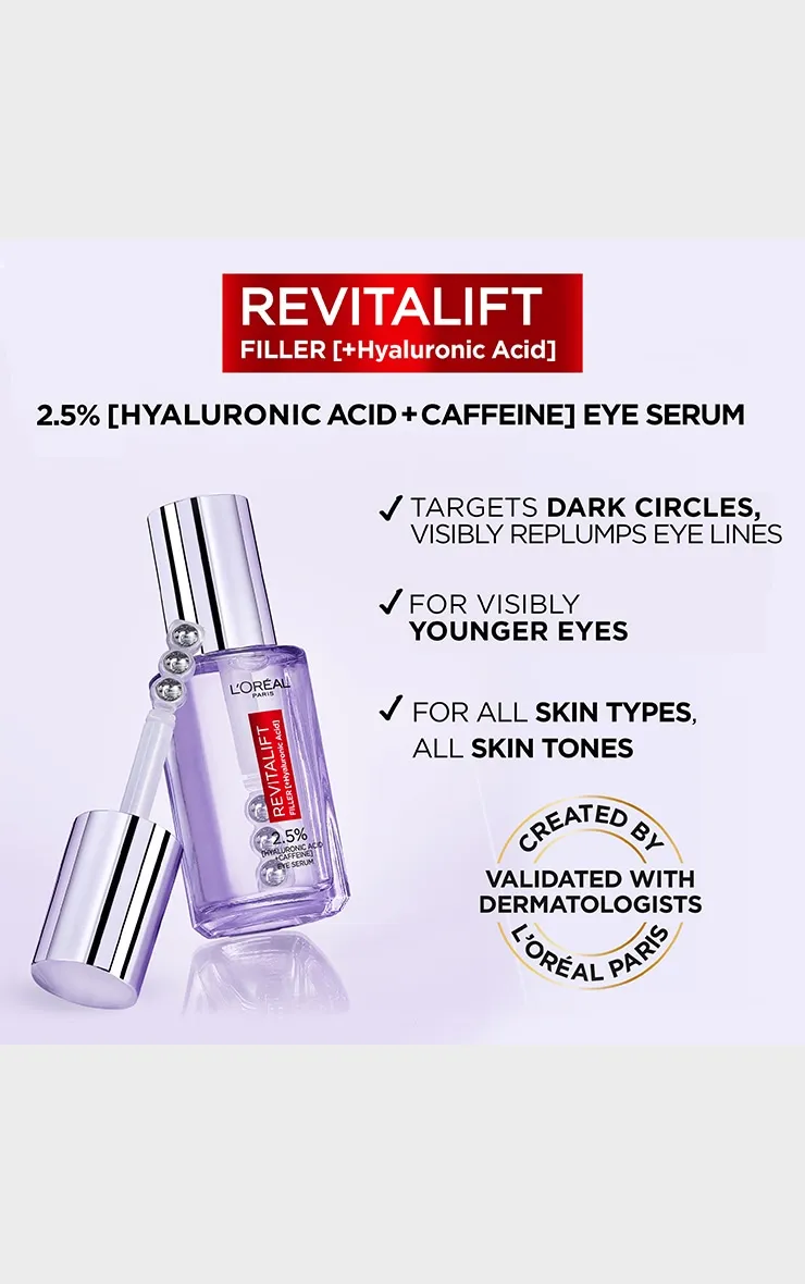 L'Oréal Paris Revitalift Filler Sérum Yeux 2,5% Acide Hyaluronique + Caféine
