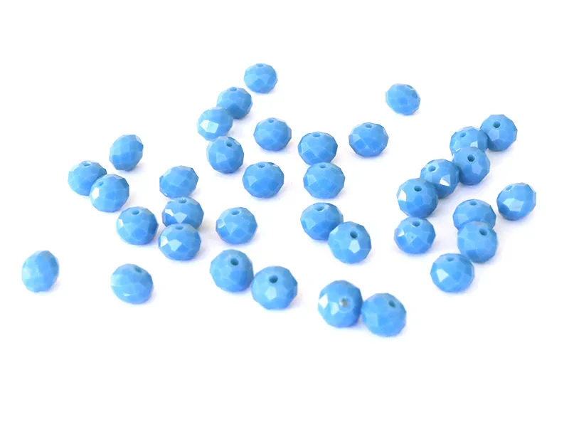 Lot de 50 perles à facettes en verre 8x6 mm - bleu