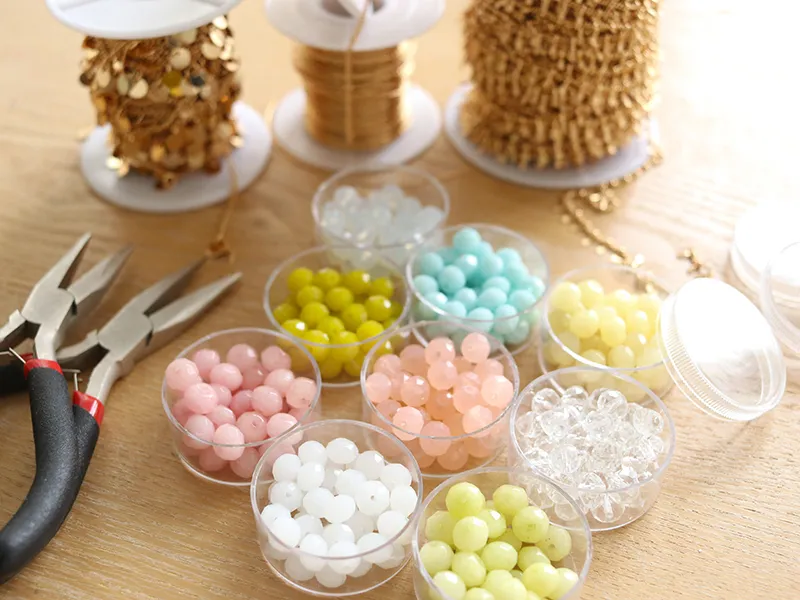 Lot de 50 perles à facettes en verre 8x6 mm - rose