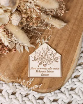 Magnet lettre d'amour en bois personnalisé - Merci Maîtresse