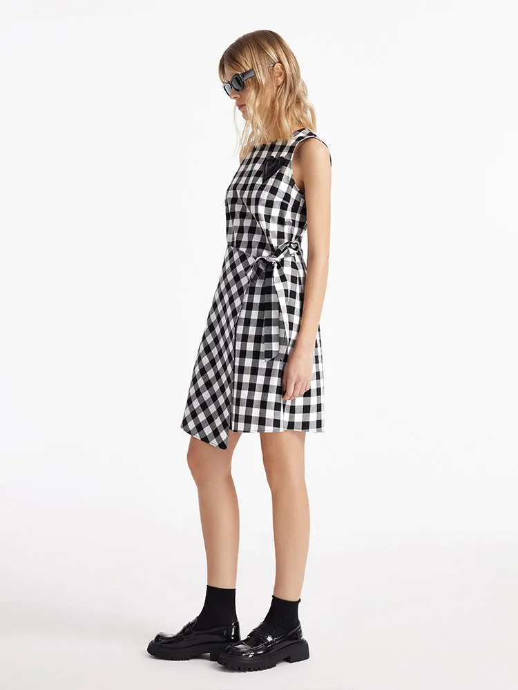 Mini-robe enveloppée de vichy pour femmes