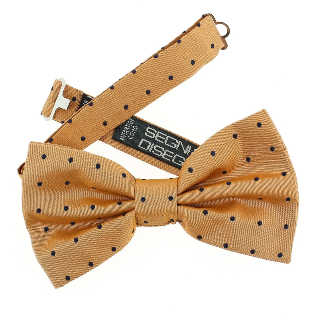 Noeud Papillon Segni Disegni, Orange satiné et pois marine