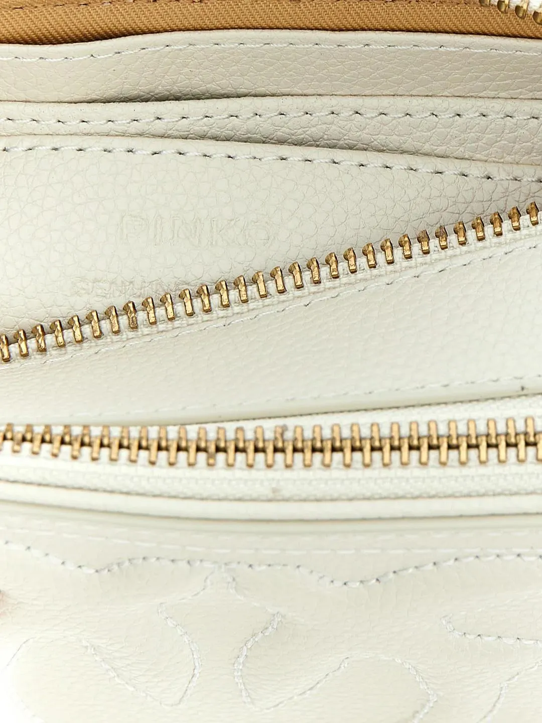 Pinko Carrie Mini Sac Bandoulière, En Cuir Blanc De Soie-Or Antique - Achetez À Prix Outlet!