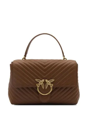 Pinko Love Lady Puff Sac À Main, Avec Bandoulière, En Cuir Marron - Lion-Or Antique - Achetez À Prix Outlet