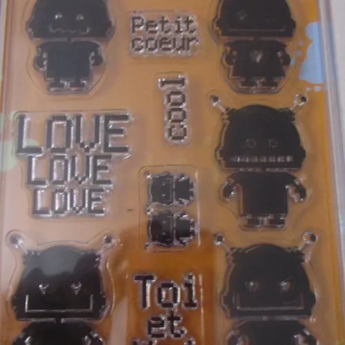 Planche de 12 tampons transparents - petits robots
