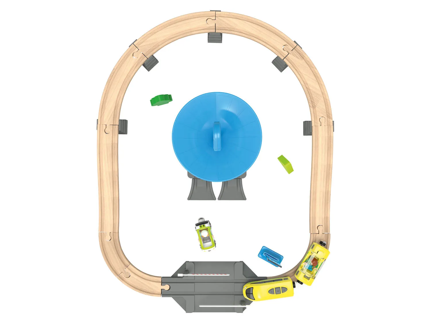 Playtive Set de chemin de fer et station-service en bois