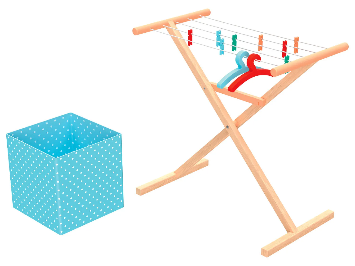 Playtive Station de nettoyage / séchoir à linge / planche à repasser en bois