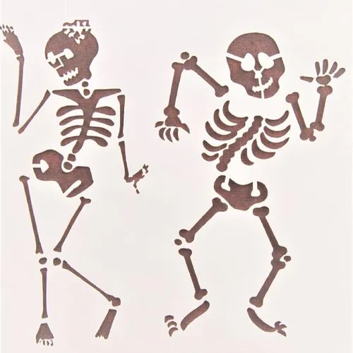 Pochoir plastique 13*13cm : squelette qui danse