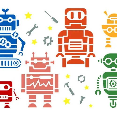 Pochoir plastique 30*21cm : robots (01)