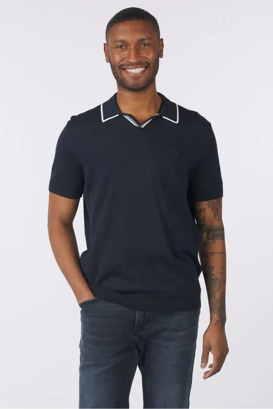 Polo Tipped Knitted Open Collar Tonal