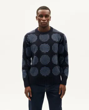 Pull en laine mérinos | bleu "japan khem knitted sweater" Blue homme