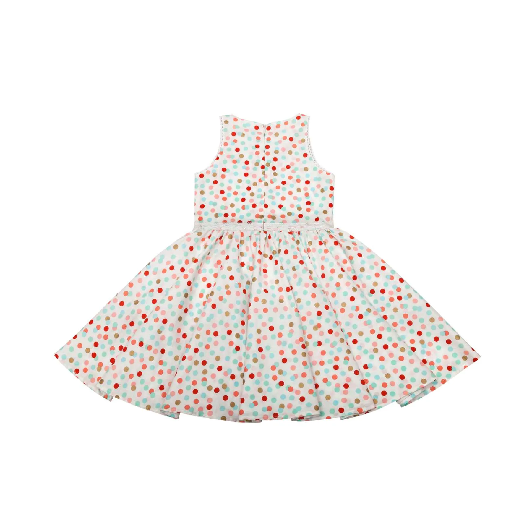 Robe Qui tourne Fille | Blanche à Pois Multicolore | HEPBURN