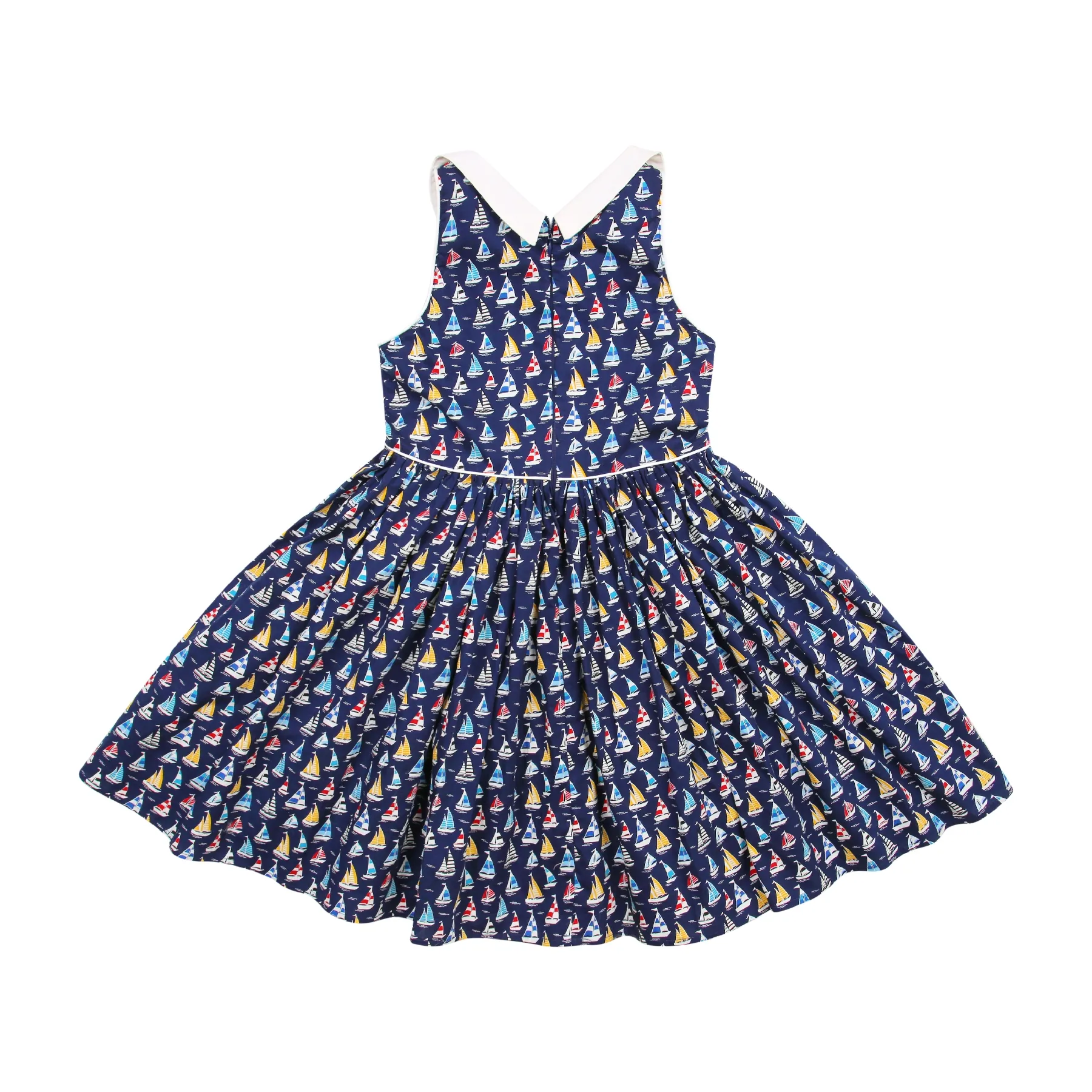 Robe Qui Tourne Fille | Bleu Marine imprimé Voiliers | HEPBURN