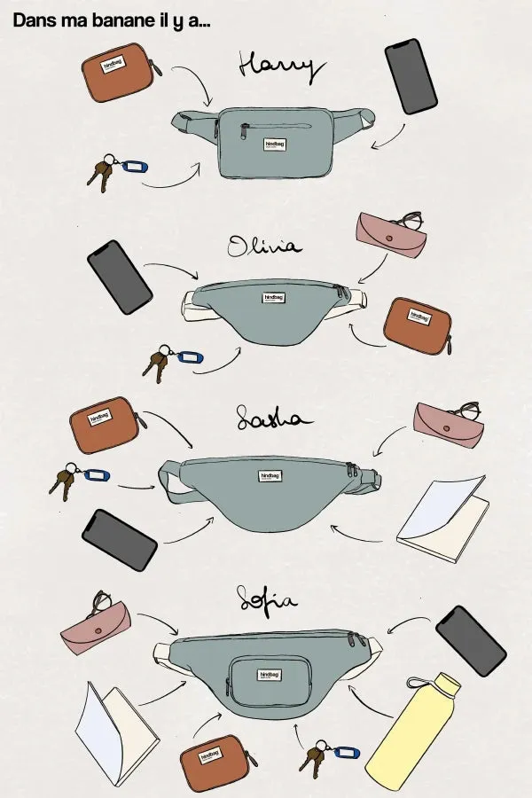 Sac banane en coton bio Bleu marine - Olivia