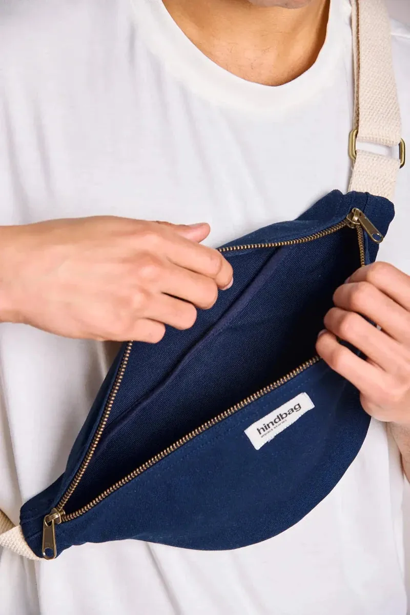 Sac banane en coton bio Bleu marine - Olivia