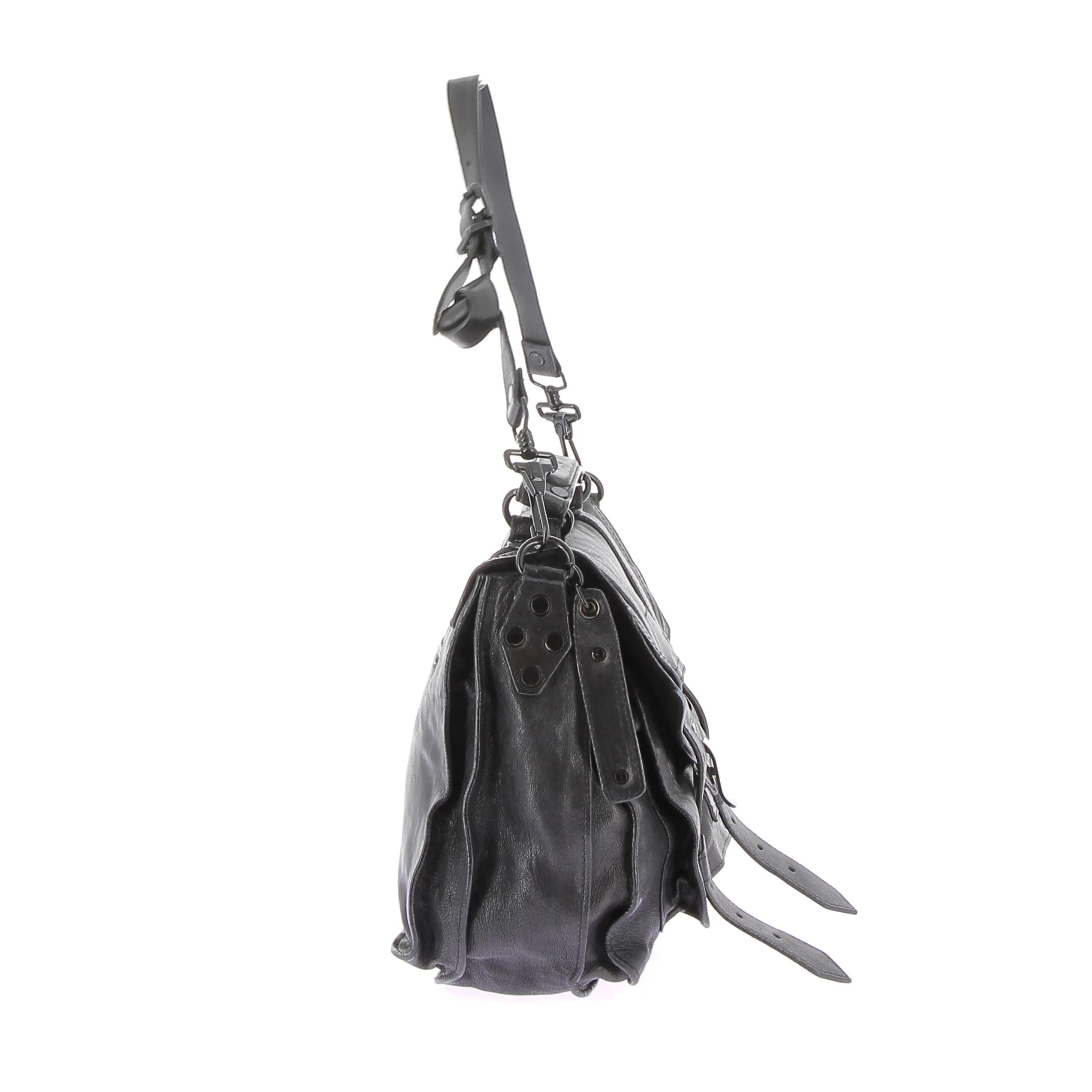 Sac cartable en cuir noir