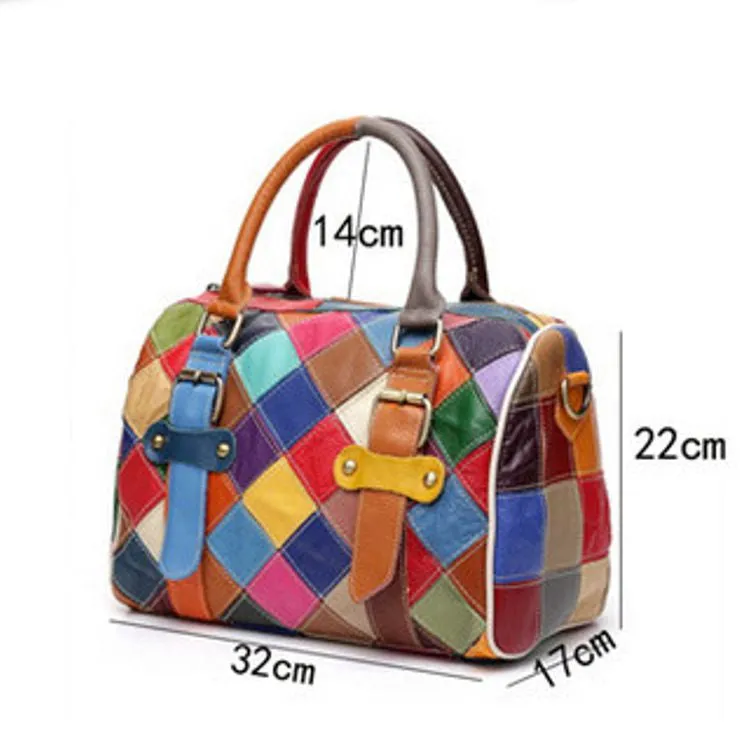 Sac à main Patchwork de cuir couleurs mode