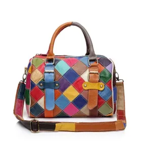 Sac à main Patchwork de cuir couleurs mode