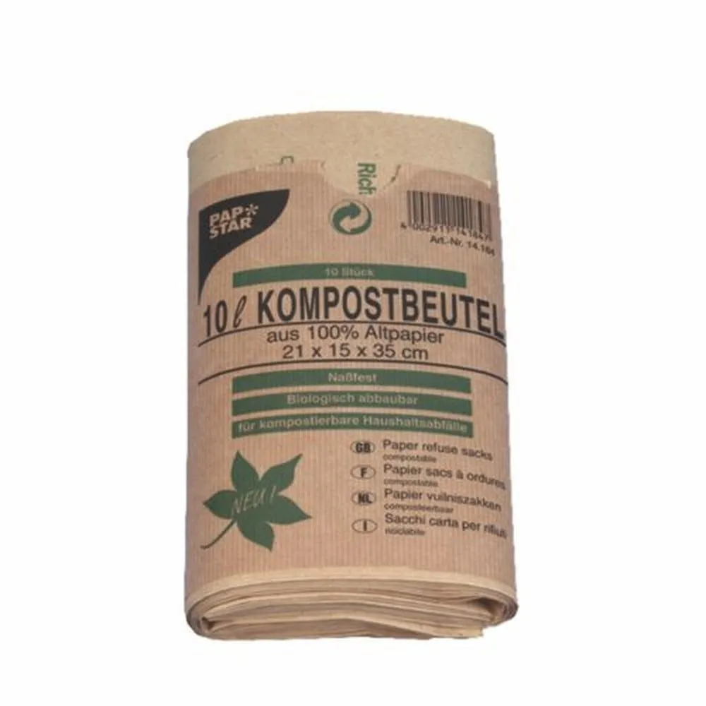 Sacs compostables en papier 10l 35cmx21cmx15cm marron par 200