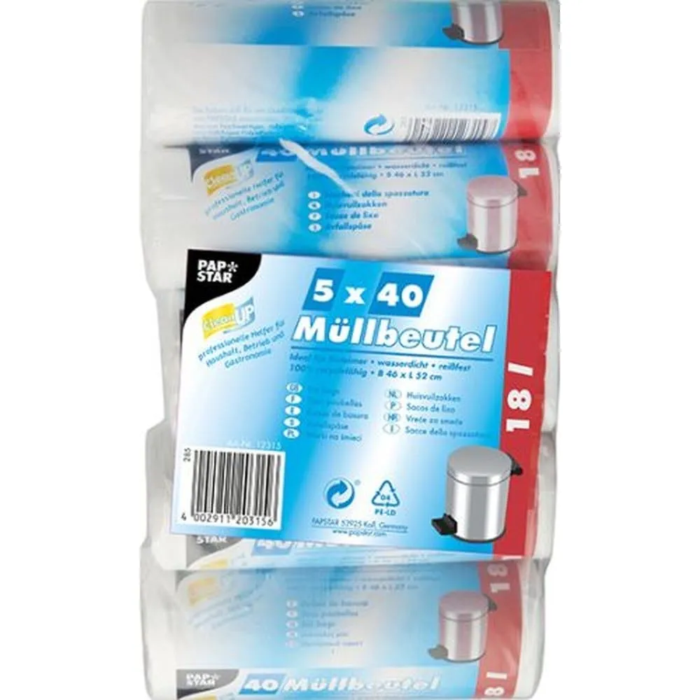 Sacs poubelle hdpe 18 l 52cmx46cm blanc par 1200