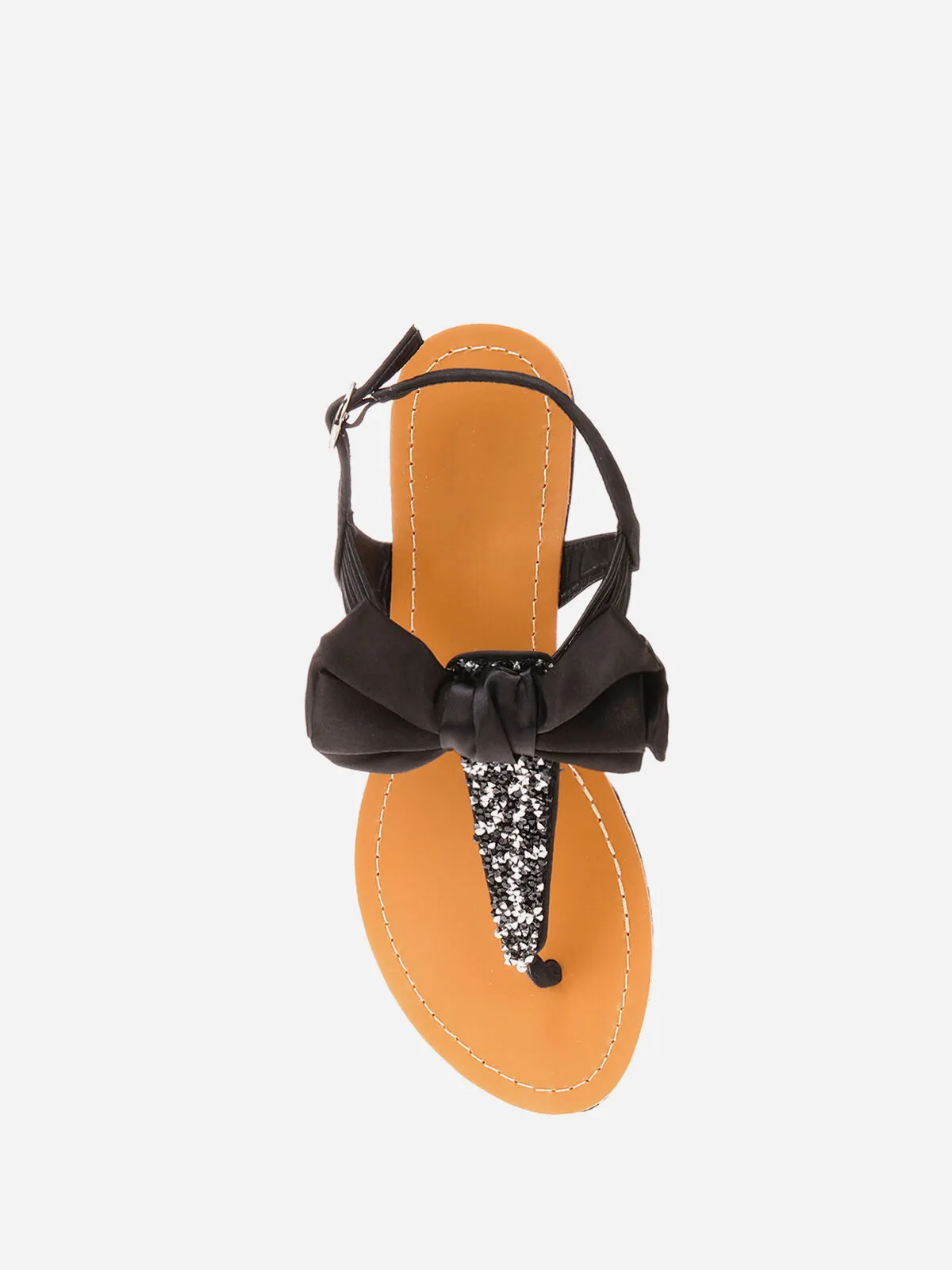Sandales à strass et noeud- Noir