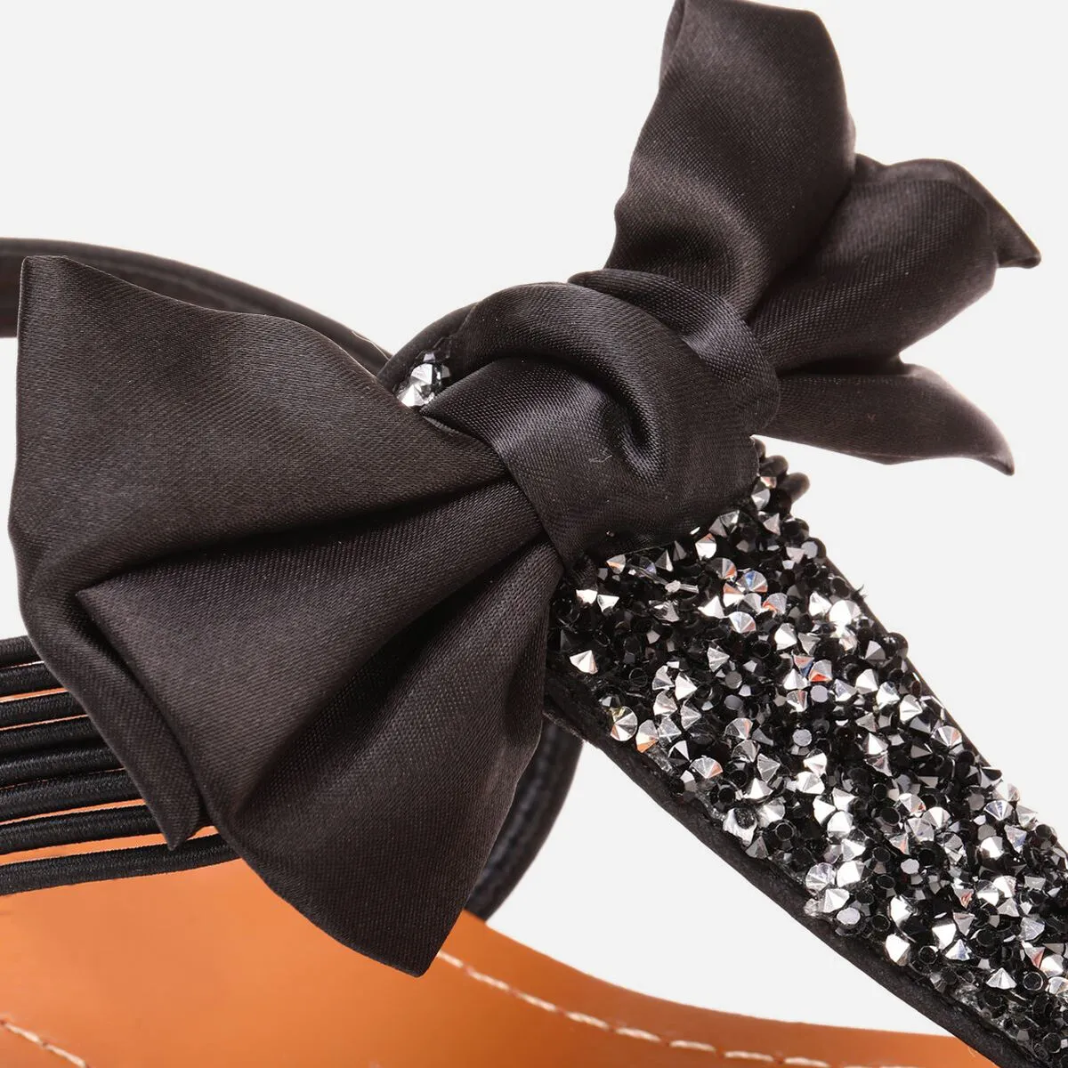 Sandales à strass et noeud- Noir