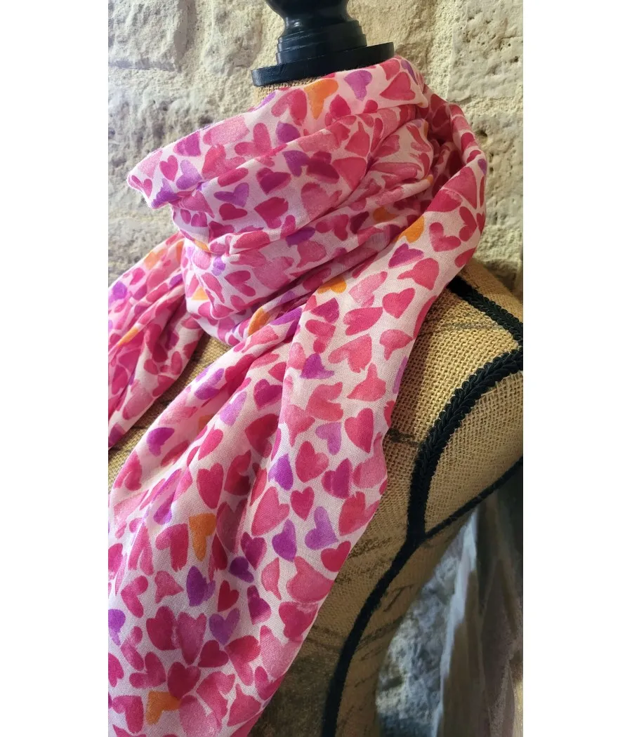santaia foulard motif coeurs roses idée cadeau amour st valentin mère