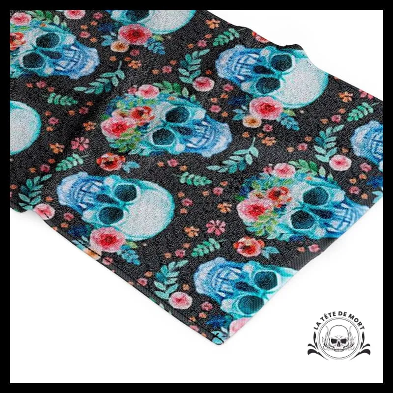 Serviette de Plage Tête de Mort Fleurie