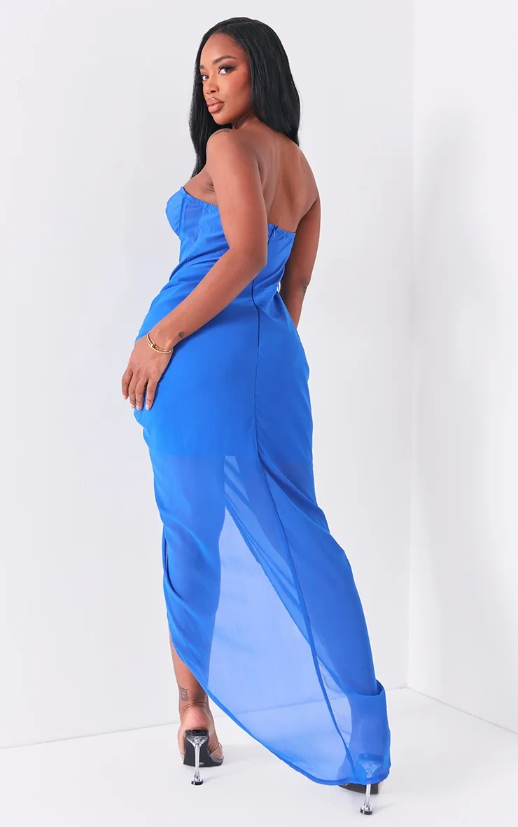 Shape Robe mi-longue bleu vif froncée sans manches à détail corset