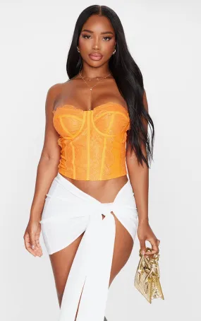 Shape Top corset bustier tissé orange vif à parties en dentelle