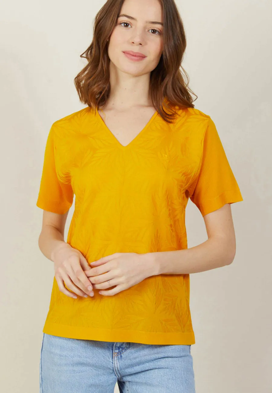 T-shirt col V à motifs en Fil Lumière - Ammy